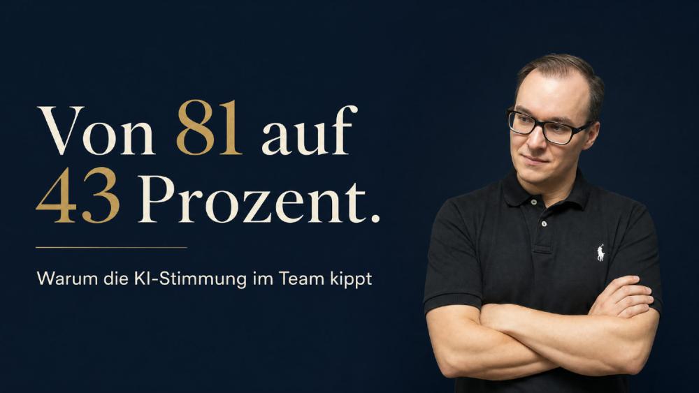 Grafik zur KI-Stimmung im Team, dargestellt von einer Person.