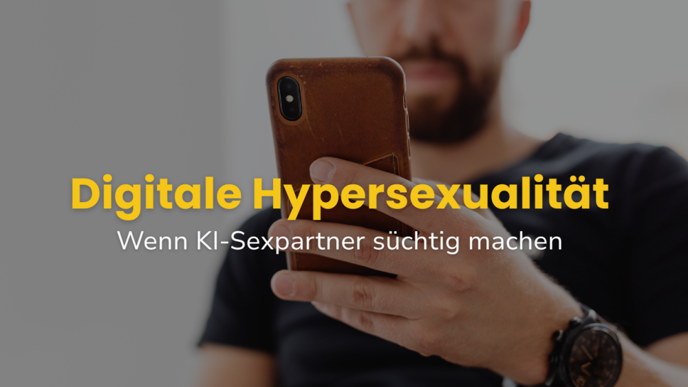 Mann mit Smartphone, der sich mit digitaler Hypersexualität befasst.