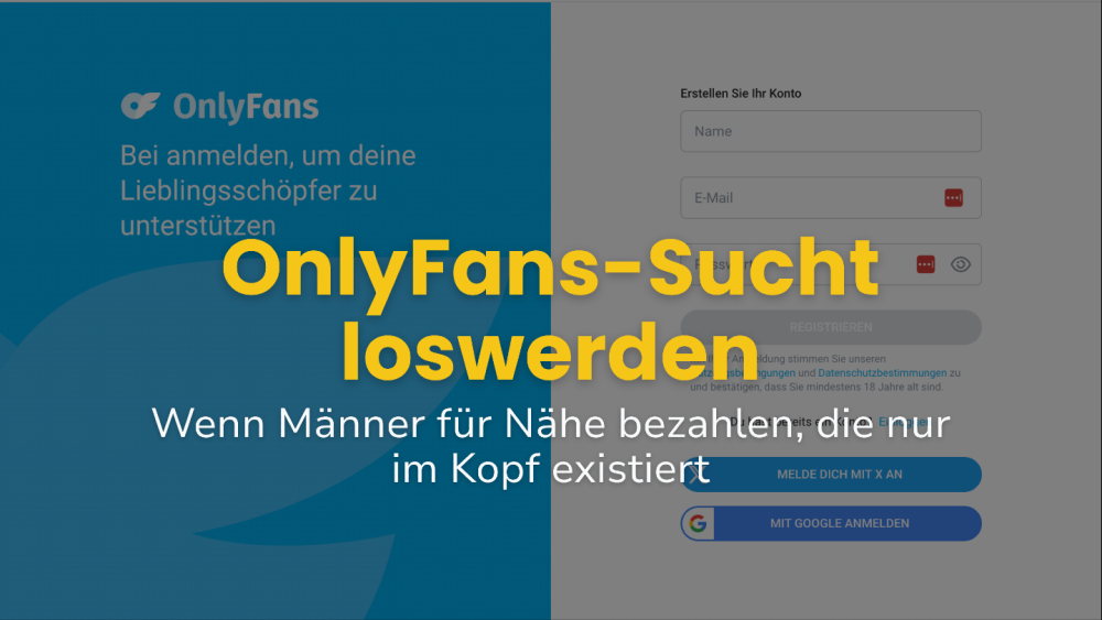 Screenshot zur OnlyFans-Sucht loswerden, mit Anmeldedetails.