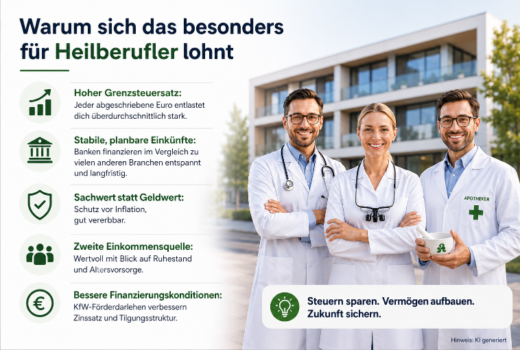 Doppel-AfA: Vorteile für Heilberufler zur Steuerersparnis bei Neubau-Immobilien.