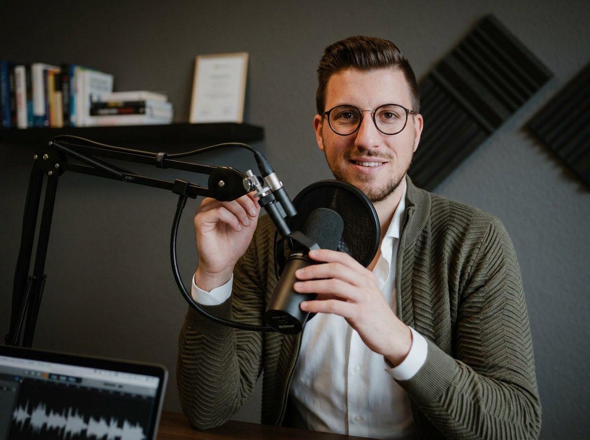 Ein Moderator erklärt während eines Podcasts das ISO 9001 Audit.