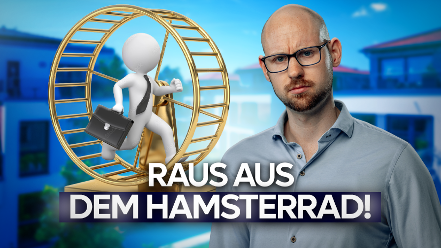 Person mit Aktentasche läuft aus dem Hamsterrad für mehr Lebensqualität.