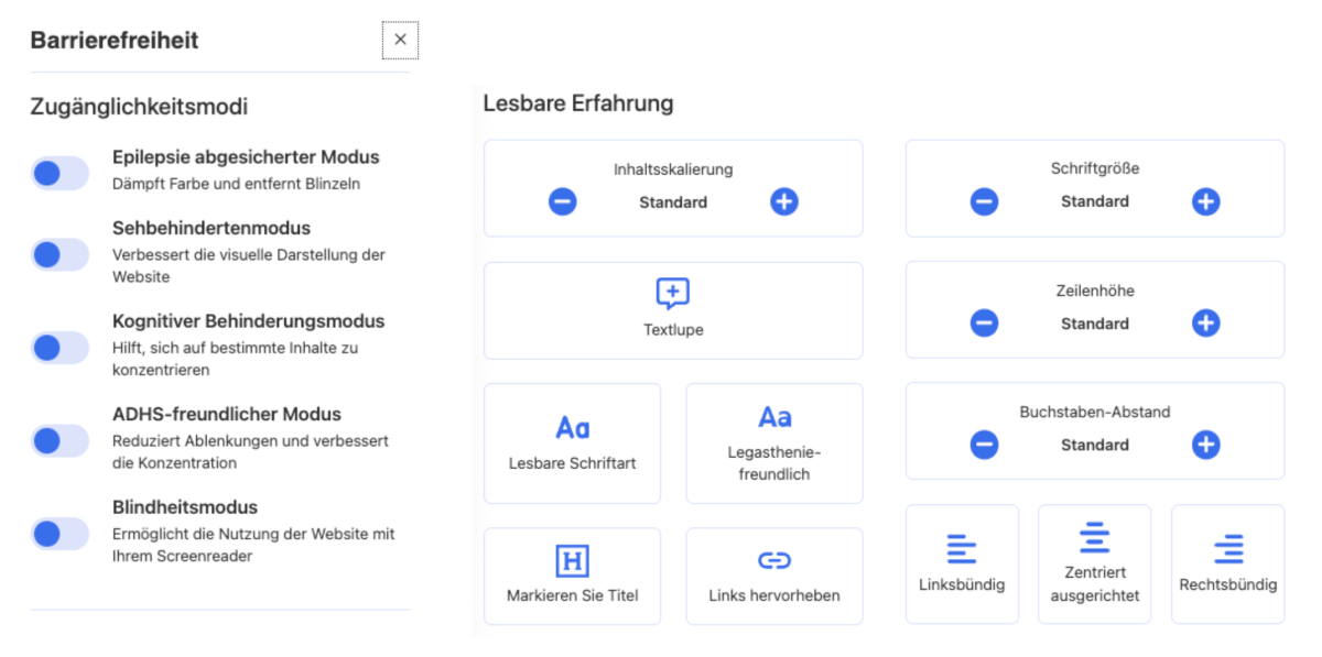 Scrennshot aus einem Tool zur Umsetzung