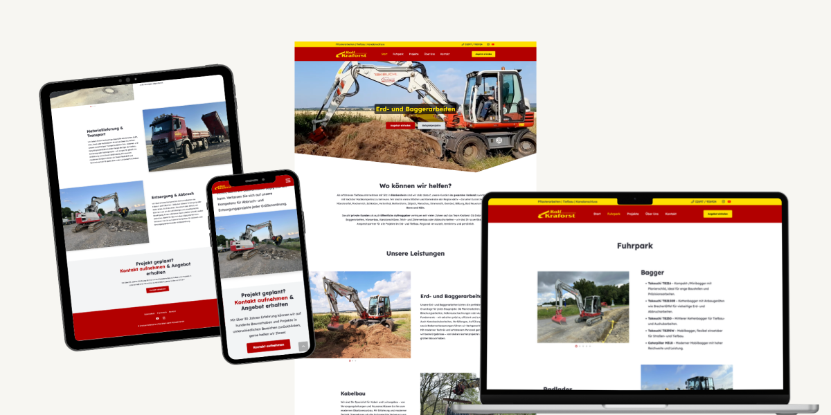 Die neue Webseite von Kraforst Erdarbeiten