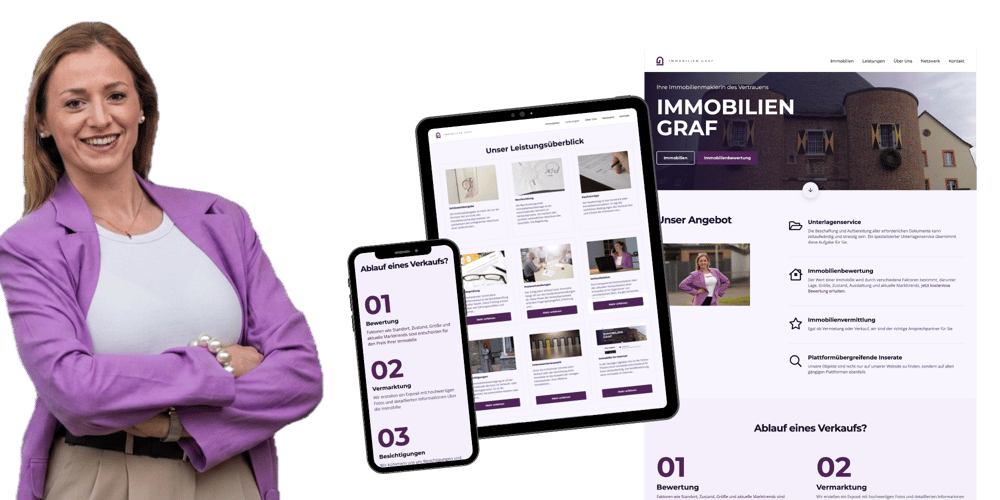 Julia Graf und die Webseite von Graf Immobilien