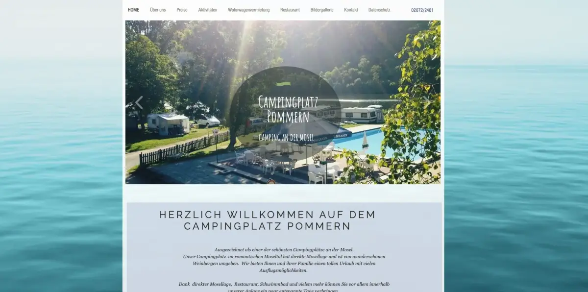 Die alte Webseite des Campingplatz Pommern (heute Moselwunder)