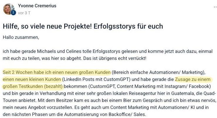 Yvonnes Beitrag in der Community