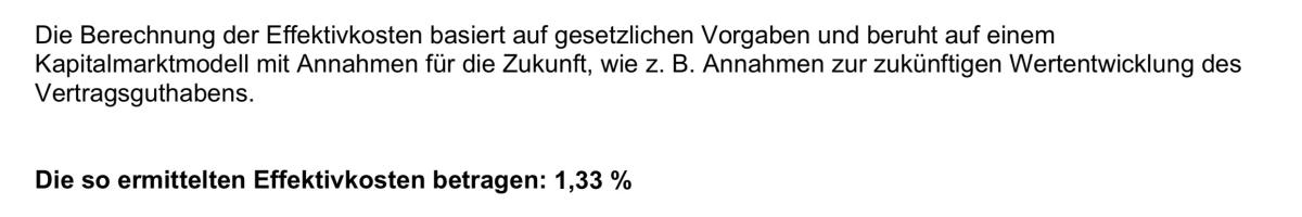 Die Effektivkostenquote folgt gesetzlichen Vorgaben.