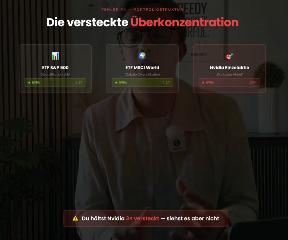 Überkonzentration von Einzelwerten aufgrund von ETF-Dopplung und Einzelaktien