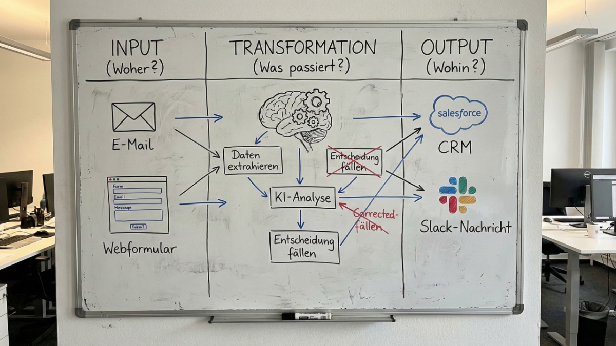 Wer nicht skizzieren kann, kann nicht automatisieren. Das Fundament entsteht am Whiteboard, nicht in der Software.