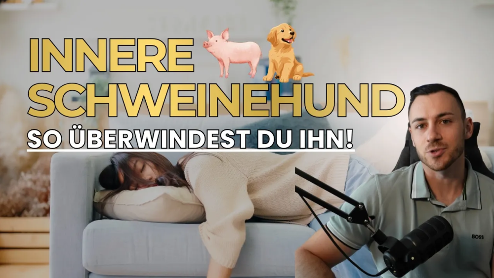 Mann erklärt, wie man den inneren Schweinehund überwinden kann.