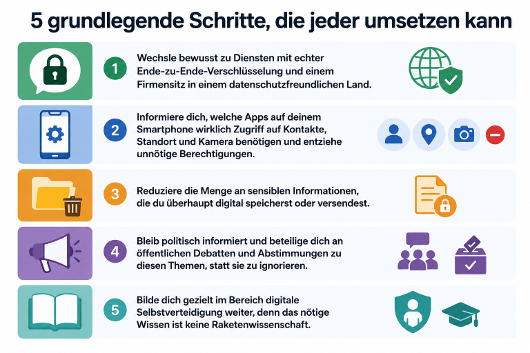 5 grundlegende Schritte zur Chatkontrolle und zum Schutz der Privatsphäre.