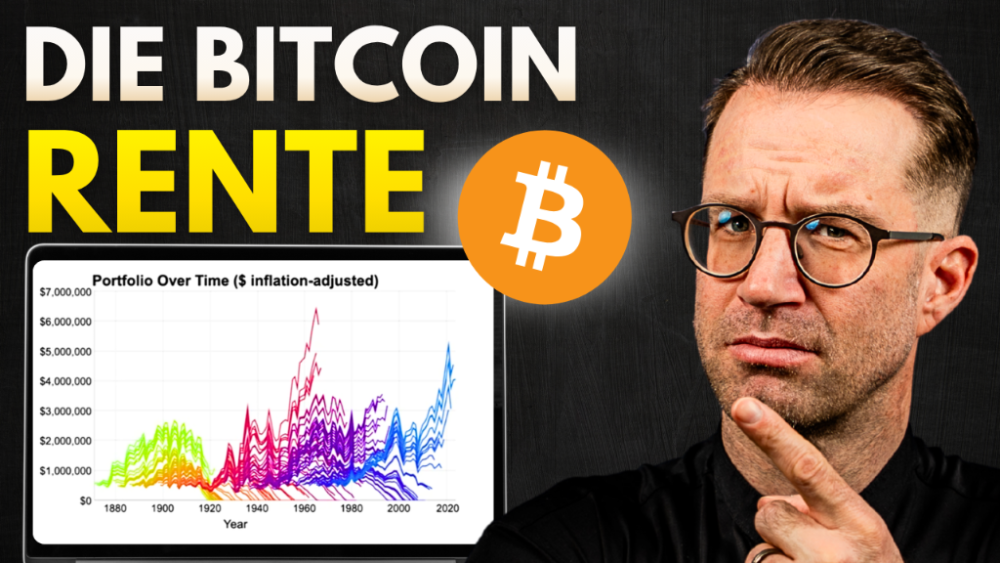 Diagramm zur Bitcoin Rente zeigt Portfoliowachstum über die Jahre.