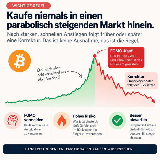 Grafik erklärt, warum man nicht in einen parabolisch steigenden Markt investieren sollte.