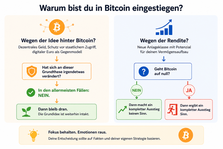 Grafik mit Entscheidungsbaum, warum man in Bitcoin investieren sollte.