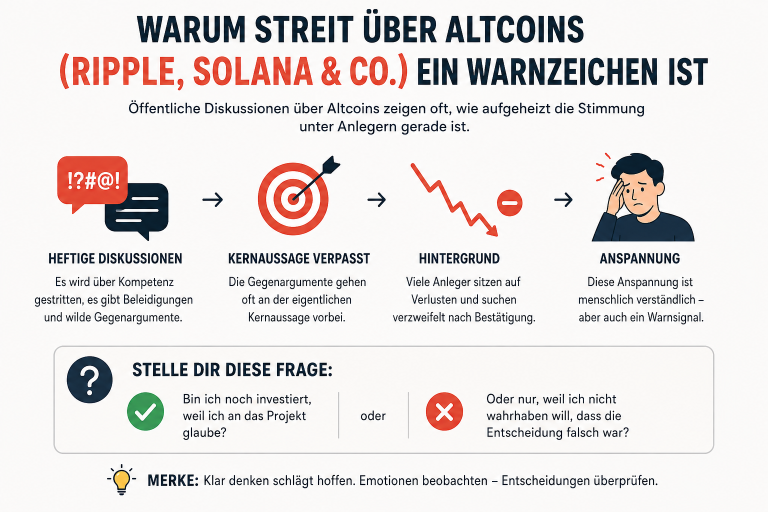 Grafik über den Streit über Altcoins wie Ripple und Solana als Warnzeichen für Anleger.