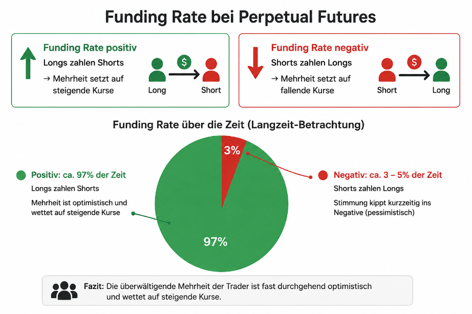 Grafik zur Funding Rate bei Bitcoin und deren Auswirkungen auf Long- und Short-Positionen.