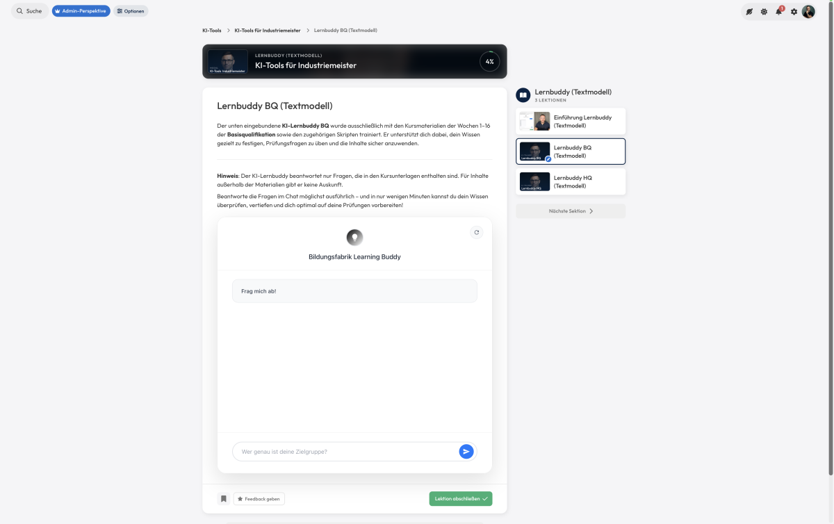 KI Trainer der Bildungsfabrik (Textmodell)