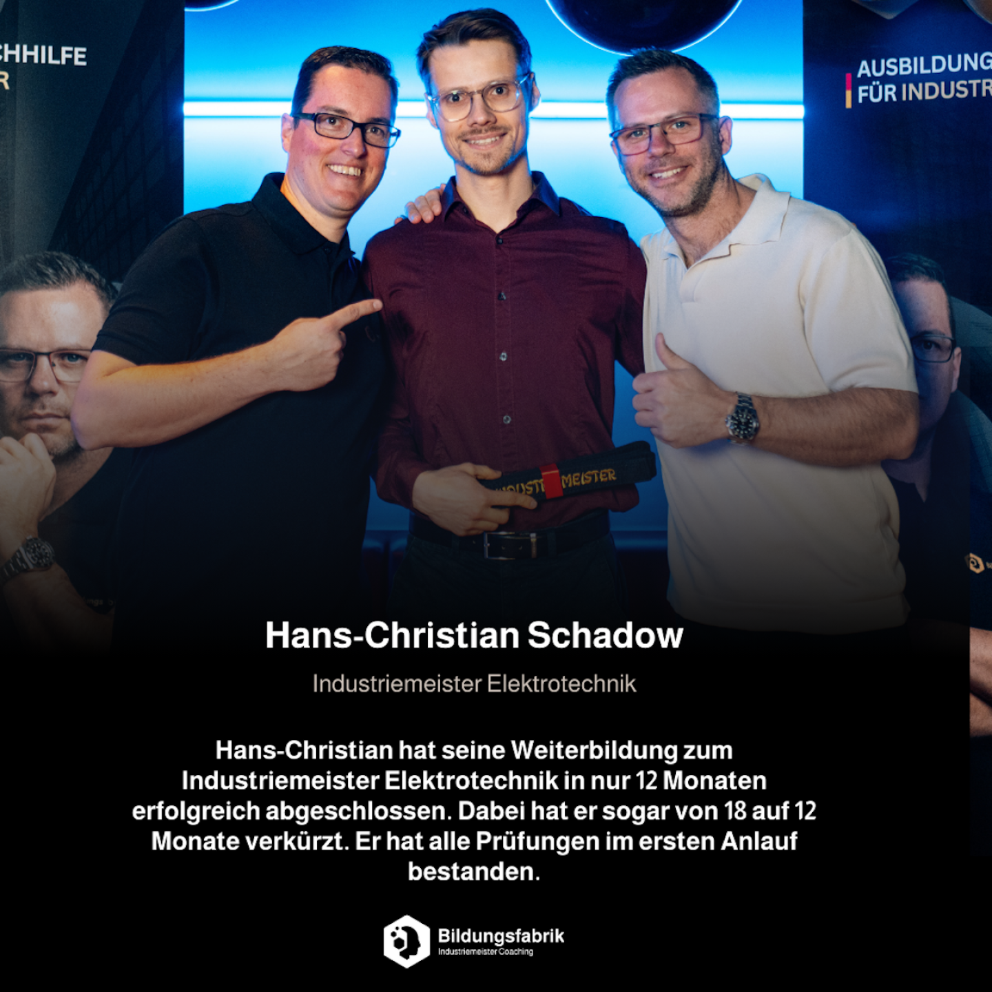 Industriemeister Elektrotechnik: Hans-Christian schafft den Meistertitel dank Bildungsfabrik