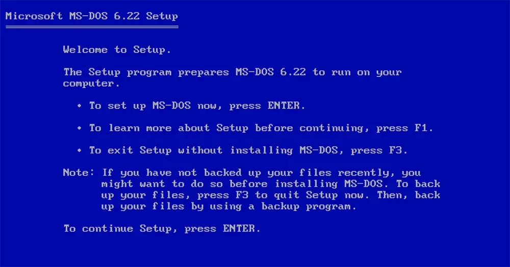 MS-DOS Setup Interface aus November 1993