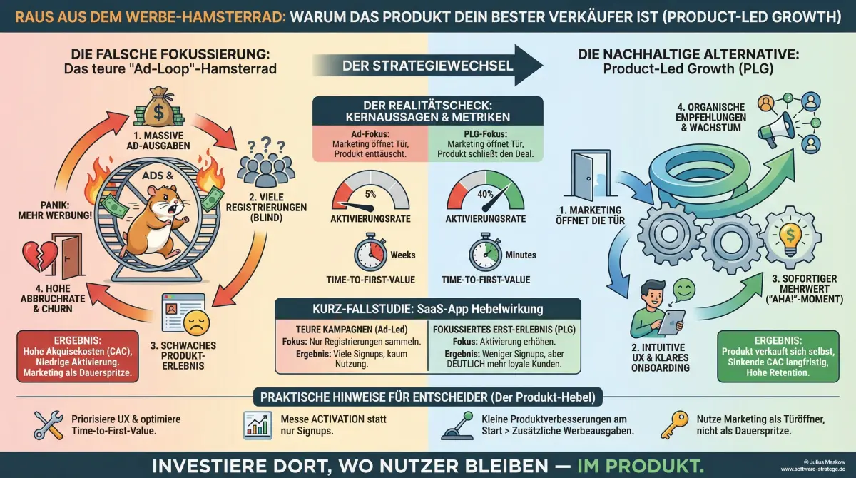Product-Led-Growth Infografik für SaaS (Software) auf Deutsch © Julius Maskow