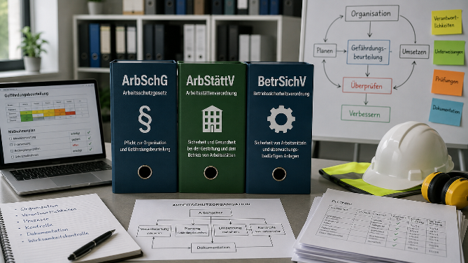 Organisation schlägt Einzelmaßnahme. ArbSchG, ArbStättV und BetrSichV in Kombination.