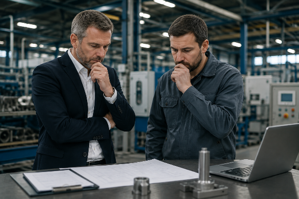 Zwei Experten diskutieren über Elektrosicherheit im Betrieb.