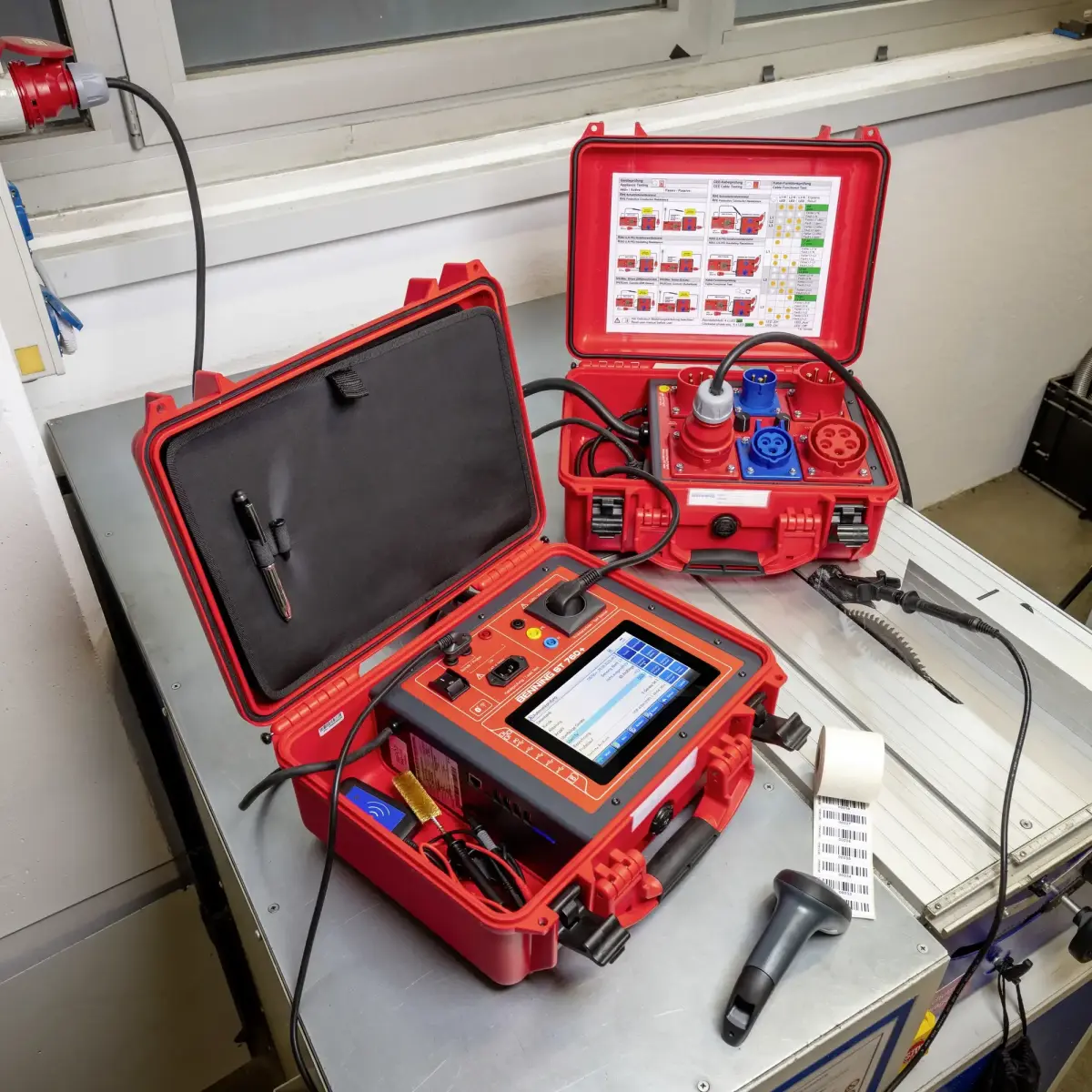 Messgerät zur Überprüfung elektrischer Anlagen gemäß DGUV V3 Prüfpflicht.