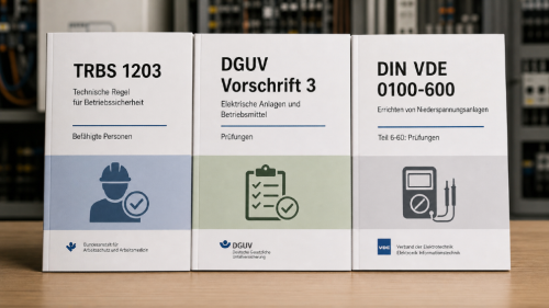TRBS 1203, DGUV Vorschrift 3 und DIN VDE 0100-600.