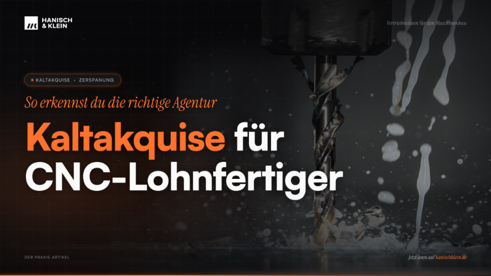 Grafik zur Kaltakquise für CNC-Lohnfertiger zeigt eine Bohremaschine und Wasserquallein.