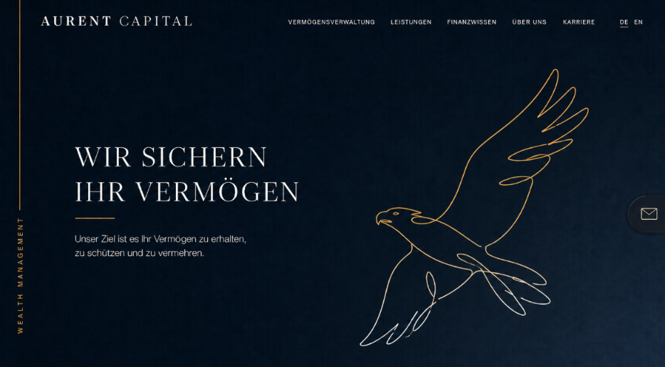 Hauptseite von Aurent Capital mit dem Fokus auf Vermögenssicherung für Family Offices.