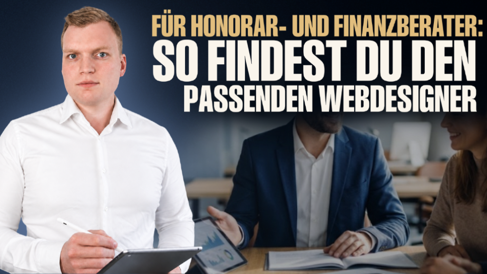 Junger Mann erklärt Honorarberatern, wie sie den passenden Webdesigner finden.
