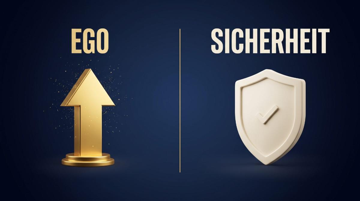 Grafik, die den Unterschied zwischen Ego und Sicherheit auf einer Karriereseite zeigt.