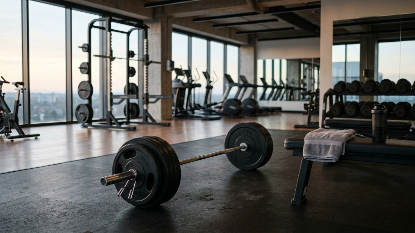Hantel im Fitnessstudio, wichtig für Training und Bluttest zur Verbesserung.