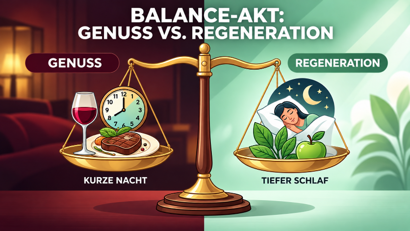 Grafik, die den Balance-Akt zwischen Genuss und Regeneration bei Silent Inflammation darstellt.