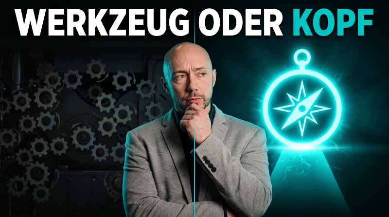Der Vergleich von Werkzeug und Kopf in Bezug auf KI-ready vs. KI-produktiv.