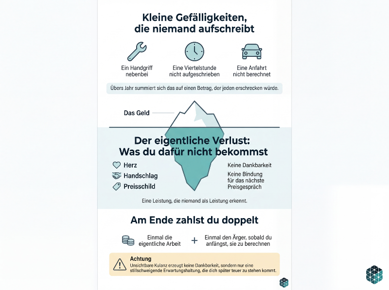 Grafik zu Kulanz im IT-Systemhaus zeigt Verluste durch nicht berechnete Leistungen.