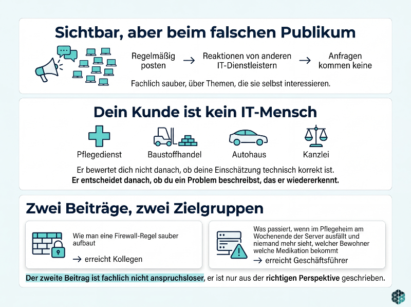 Grafik über Marketing für IT-Systemhäuser und falsches Publikum