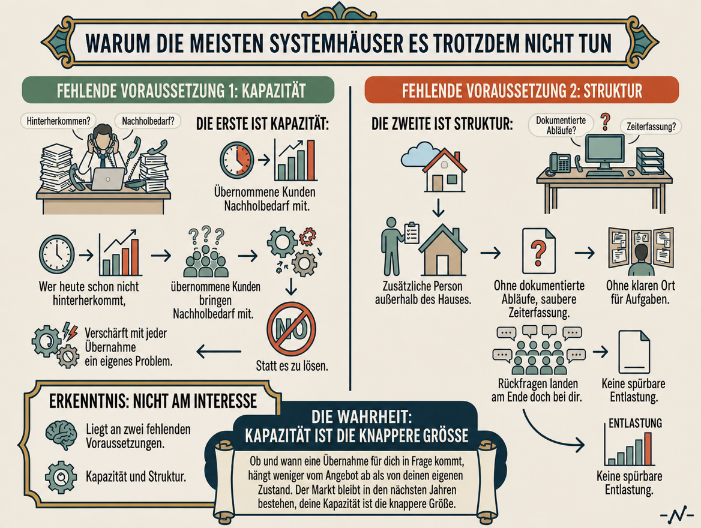 Infografik zu den Herausforderungen für IT-Systemhäuser beim Wachstum.