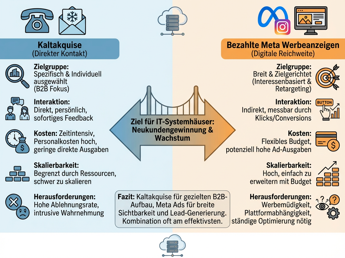 Infografik: Kaltakquise vs. Meta-Werbeanzeigen für IT-Systemhäuser