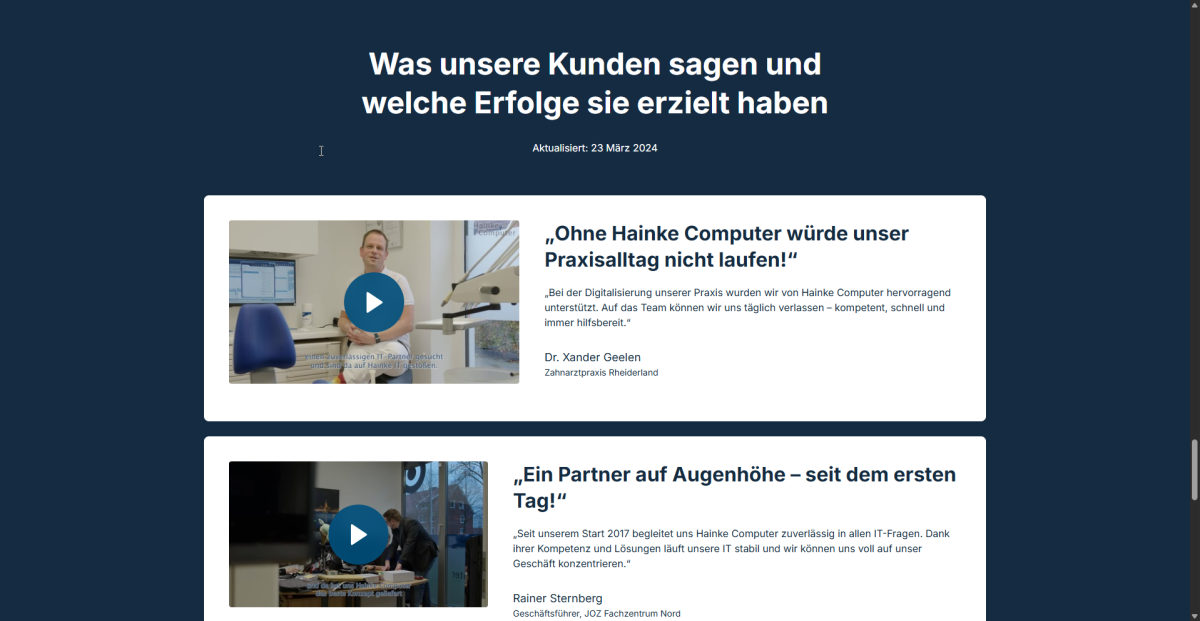 Wenn du keine Vertrauenselemente hast, wie hier auf dem Bild, dann verschenkst du viel Potenzial.