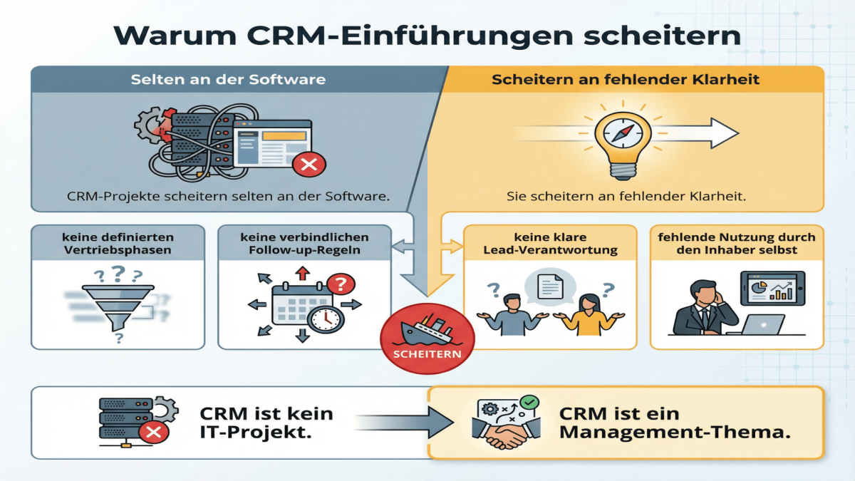 Infografik: CRM scheitert an Führung, nicht an Technik