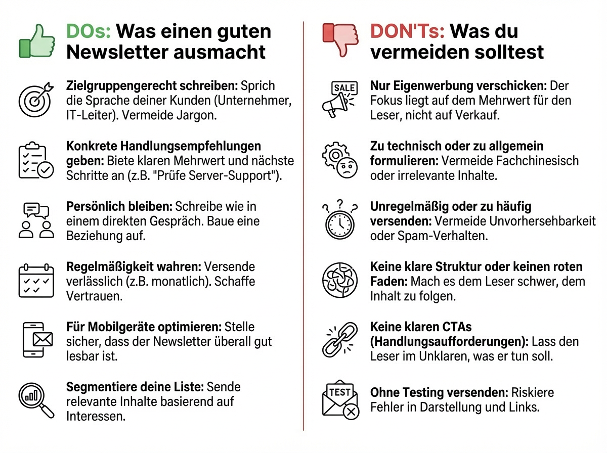 Infografik: Die wichtigsten Do’s & Don’ts im IT-Newsletter
