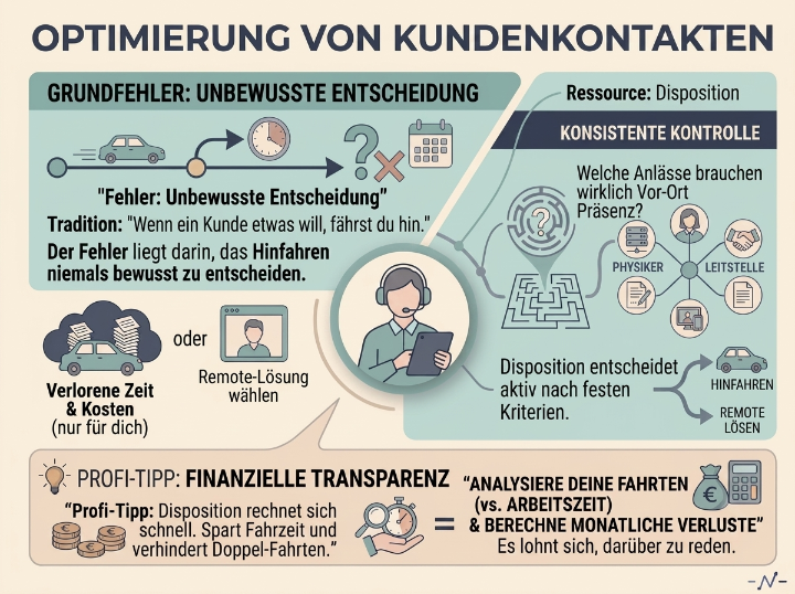 Infografik zur Optimierung von Kundenkontakten und Disposition