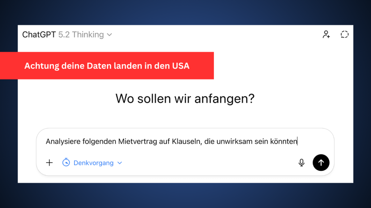 Auch wenn du ChatGPT über EU-Server nutzt – die Kontrolle über deine Daten liegt weiterhin in den USA.