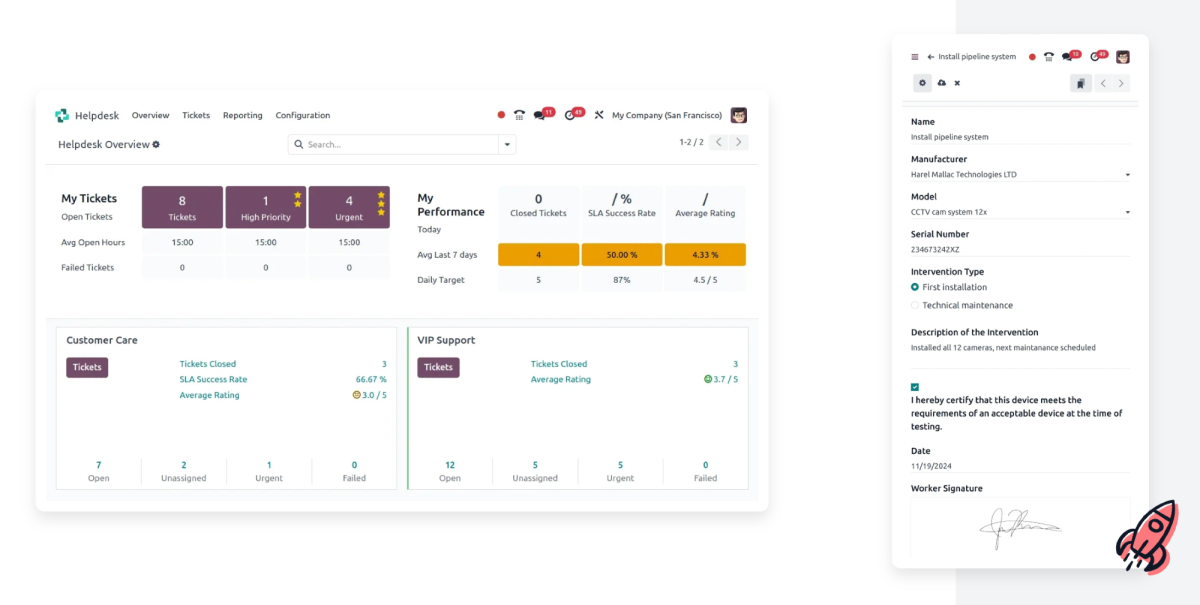 Mit Odoo Helpdesk landen Tickets aus Mail, Portal oder Formular direkt in strukturierten Ticket-Pipelines