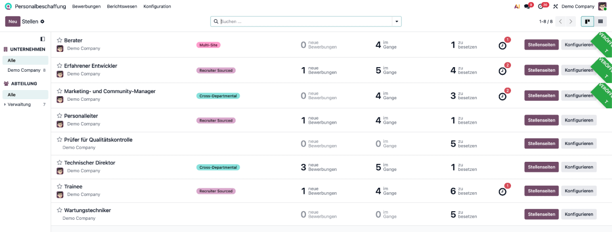 Odoo Personalbeschaffung ist das Recruiting-Modul innerhalb der Odoo-Plattform