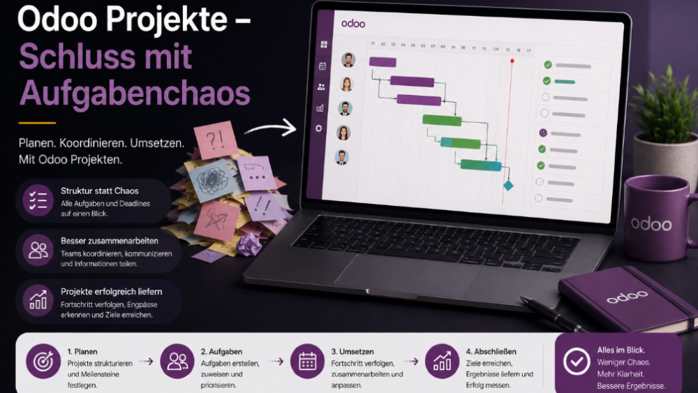 Mit der Odoo Projekt-App Aufgaben, Teams und Zeiten endlich strukturierst