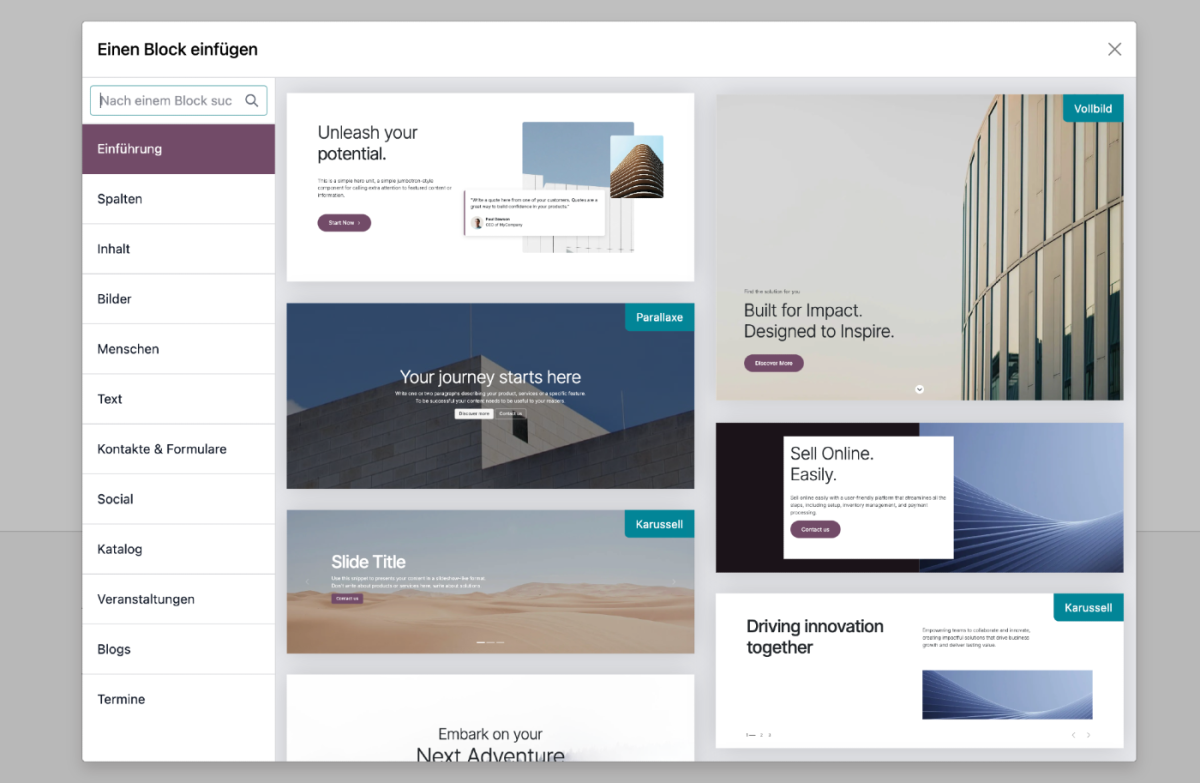 Website bauen einfach per Drag-and-Drop