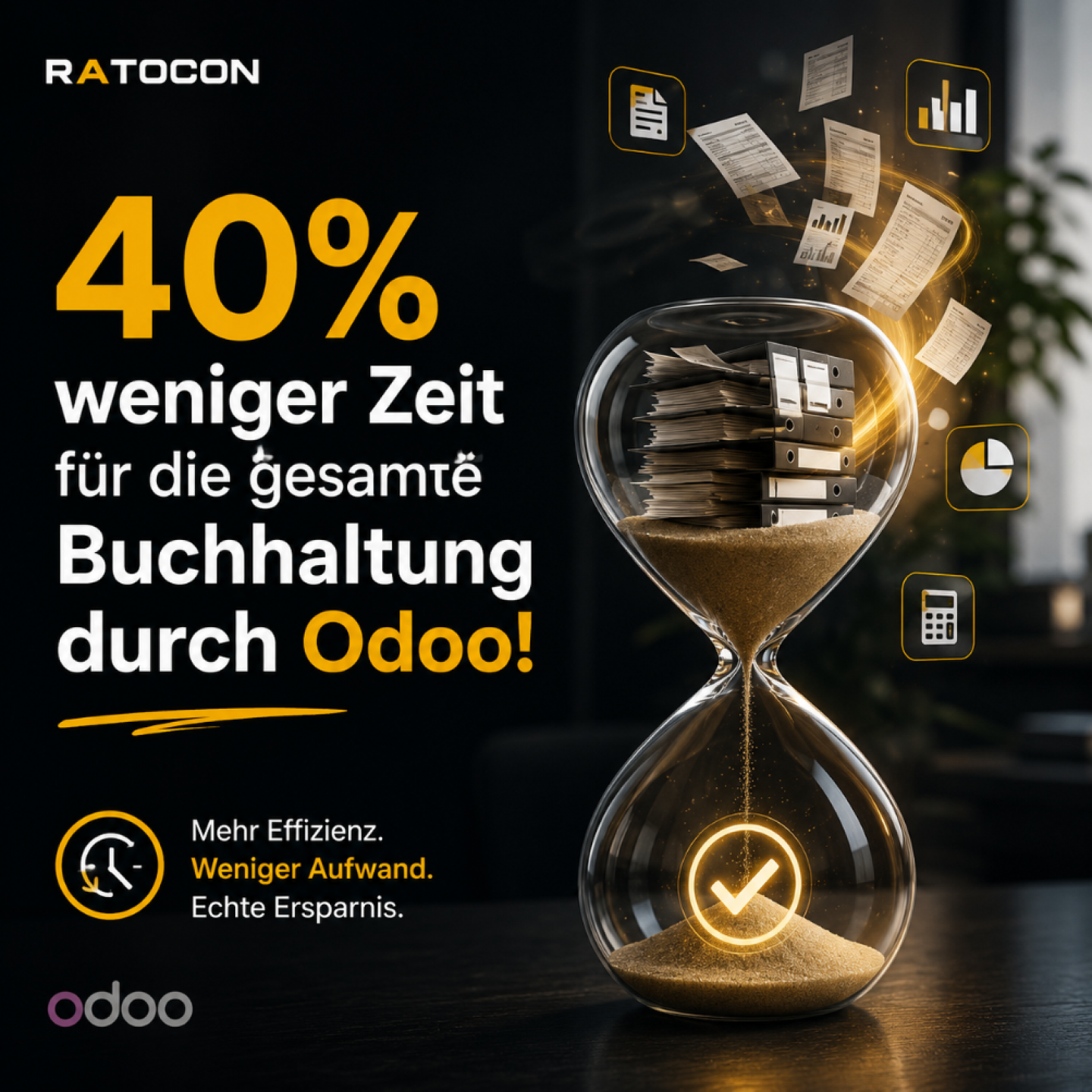 40% weniger Zeit für die gesamte Buchhaltung durch Odoo!